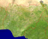Nigeria Satellite + Borders 2400x1944